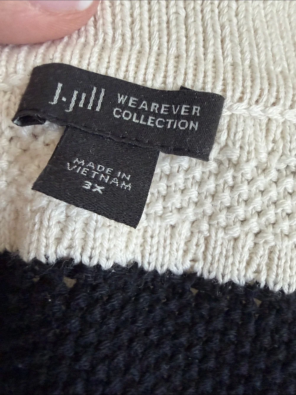 J.Jill Striped Black and Cream Women's Button-Up Sweater - Cardigan 3x